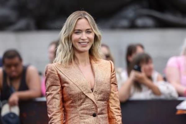 Emily Blunt at the photo call for the film 'Oppenheimer' on July 12, 2023 in London.